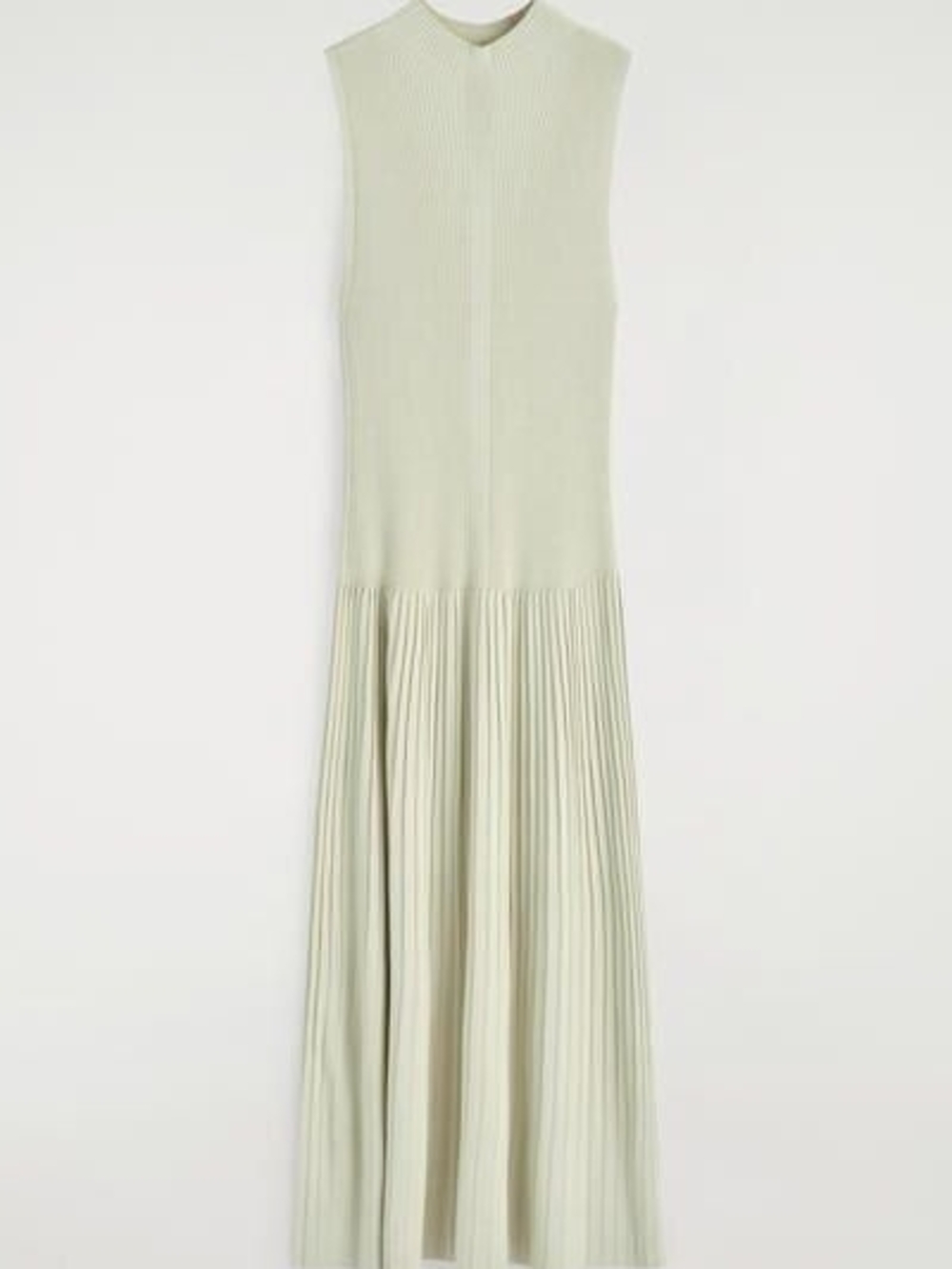 COS Sleeveless Pleated Knit Maxi Dress in Sage Green